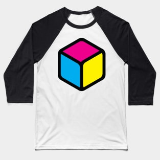 Cube Cyan Magenta Yellow Baseball T-Shirt